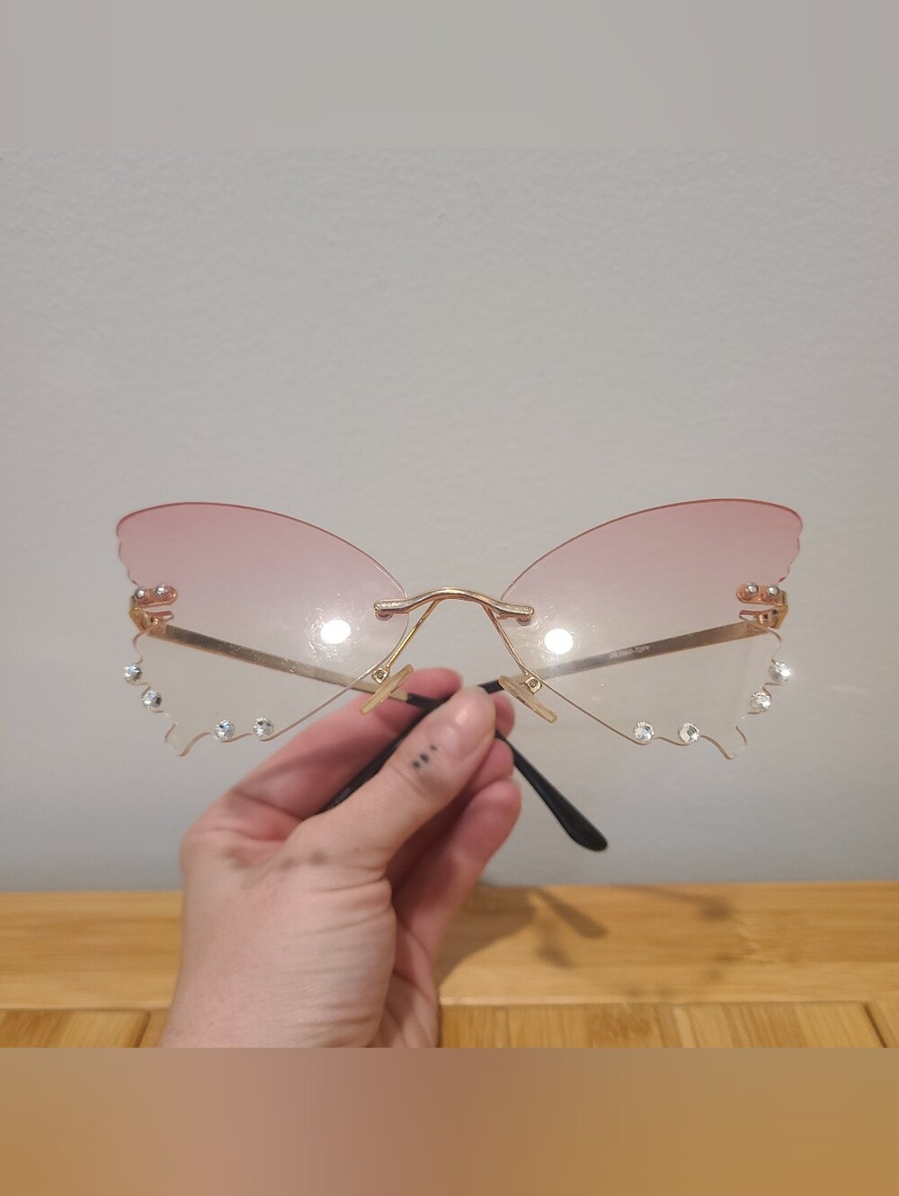 Pink Rhinestone Butterfly Sunglasses